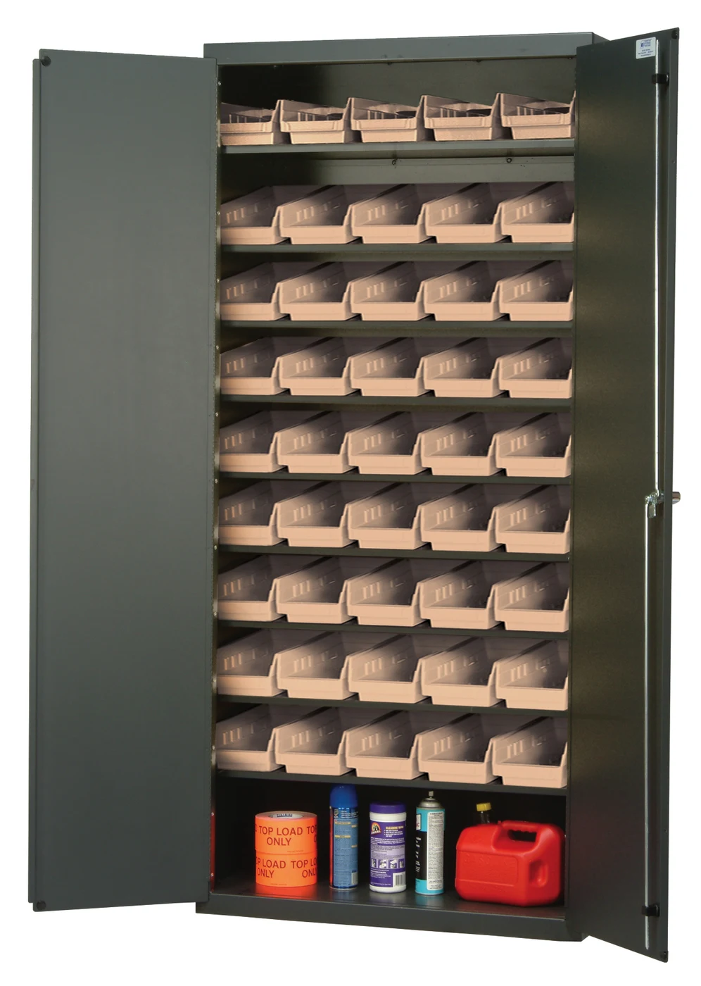 Quantum QPR-102IV Heavy-Duty 36" Bin Cabinet, 36"W x 18"D x 78"H, 400 lb capacity, Gray