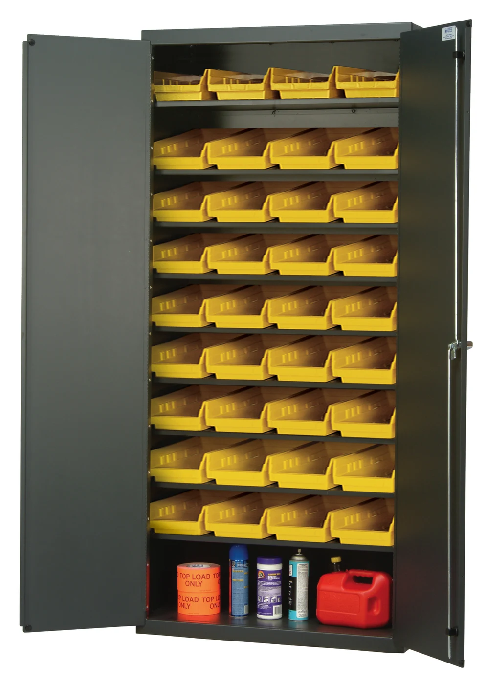 Quantum QPR-BG-107YL Heavy-Duty 36" Bin Cabinet, 36"W x 18"D x 78"H, 400 lb capacity, Beige