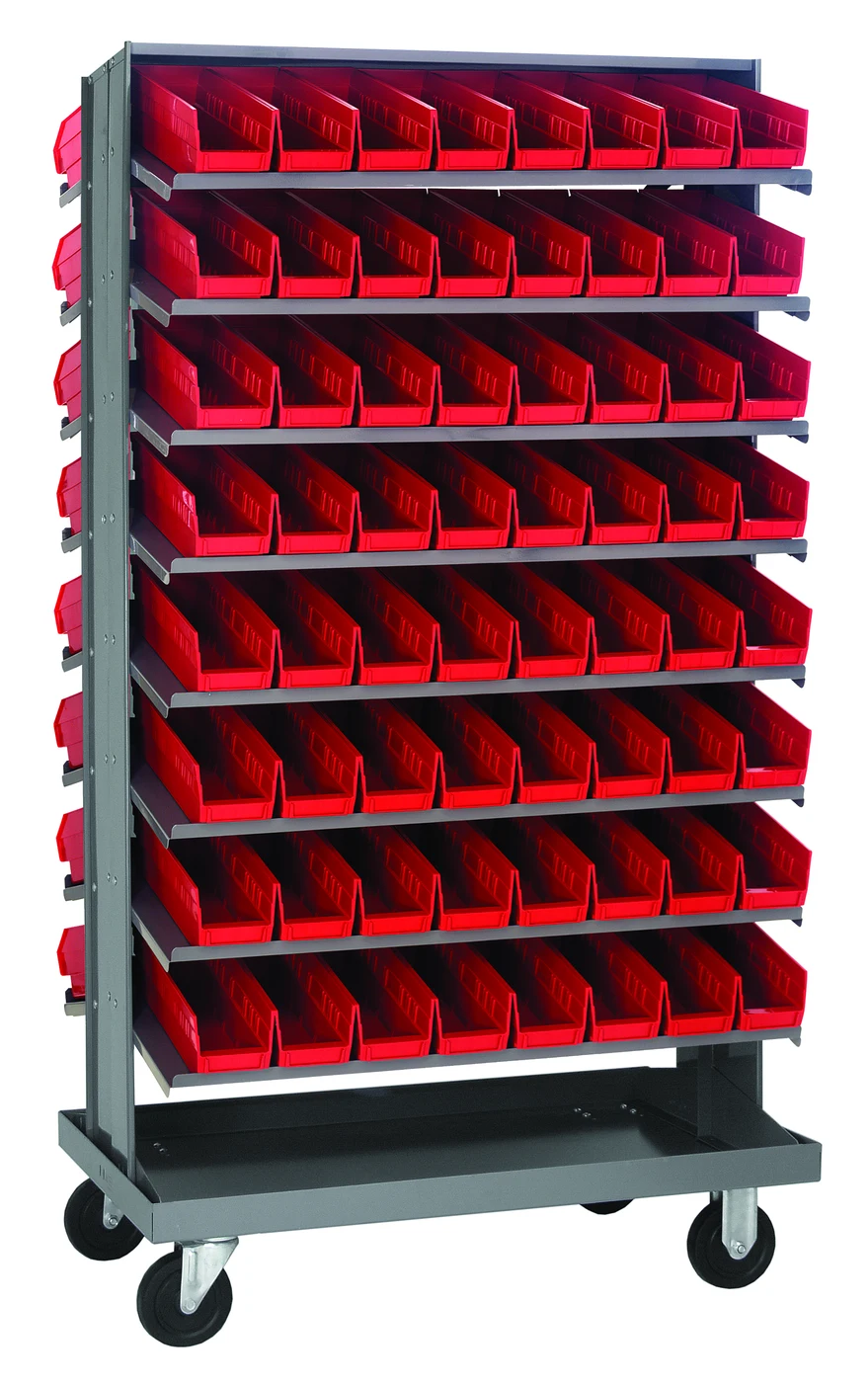 Quantum QPRDM-101RD Mobile Pick Rack, 24"L x 36"W x 60"H, 800 lb capacity, Gray