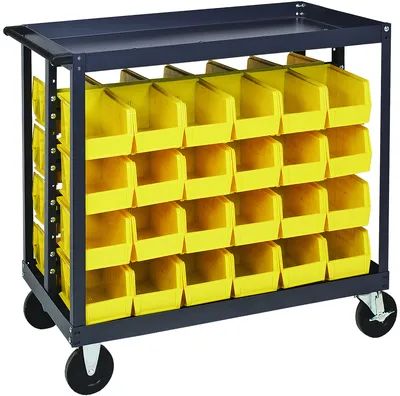 Quantum QRC-4D-210-64BK Mobile Rail Cart, 36"L x 24"W x 35-1/2"H, 800 lb capacity, Gray