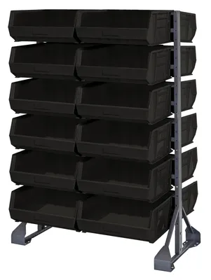 Quantum QRU-12D-250-24BK Double-Sided Rail Rack, 36"L x 20"W x 53"H, 1600 lb capacity, Gray
