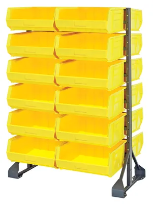 Quantum QRU-12D-250-24YL Double-Sided Rail Rack, 36"L x 20"W x 53"H, 1600 lb capacity, Gray