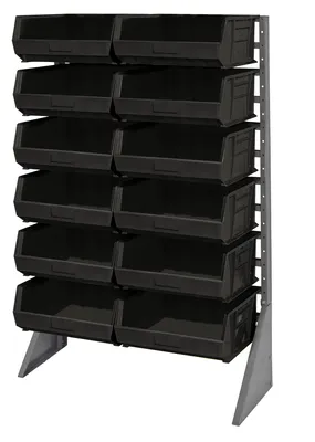 Quantum QRU-12S-250-12BK Single-Sided Rail Rack, 36"L x 15"W x 53"H, 600 lb capacity, Gray