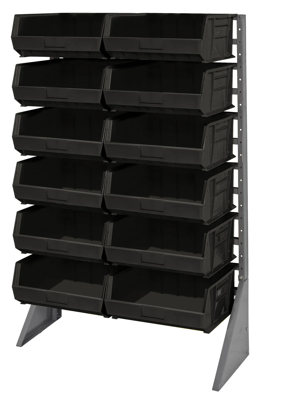 Quantum QRU-12S-250-12BK Single-Sided Rail Rack, 36"L x 15"W x 53"H, 600 lb capacity, Gray