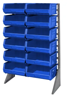 Quantum QRU-12S-250-12BL Single-Sided Rail Rack, 36"L x 15"W x 53"H, 600 lb capacity, Gray