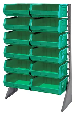 Quantum QRU-12S-250-12GN Single-Sided Rail Rack, 36"L x 15"W x 53"H, 600 lb capacity, Gray