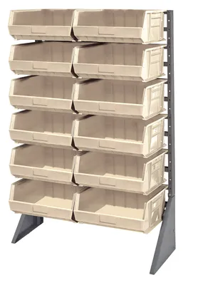 Quantum QRU-12S-250-12IV Single-Sided Rail Rack, 36"L x 15"W x 53"H, 600 lb capacity, Gray