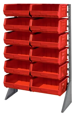 Quantum QRU-12S-250-12RD Single-Sided Rail Rack, 36"L x 15"W x 53"H, 600 lb capacity, Gray