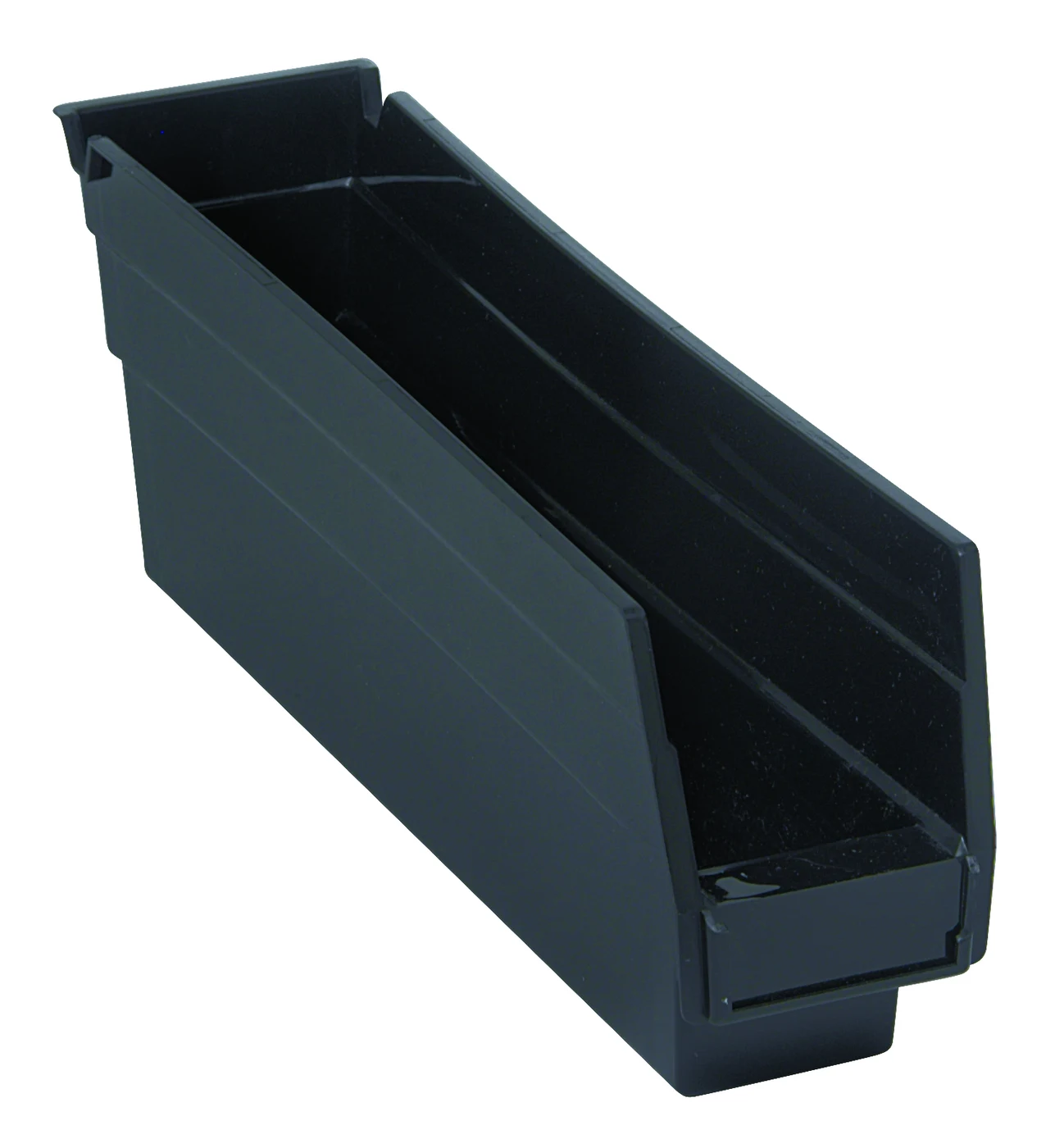 Quantum QSB100BKCS Economy Shelf Bin, 11-5/8"D x 2-3/4"W x 4"H, 35 lb capacity, Black, Case of 36