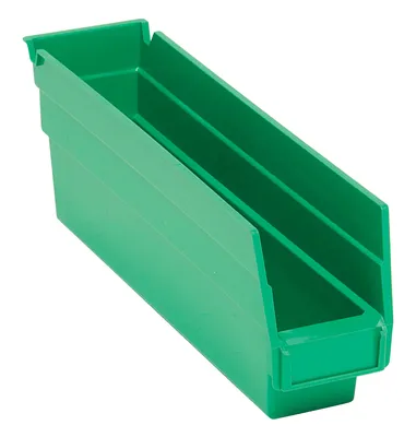 Quantum QSB100GNCS Economy Shelf Bin, 11-5/8"D x 2-3/4"W x 4"H, 35 lb capacity, Green, Case of 36