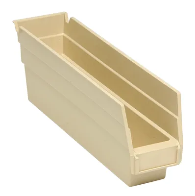 Quantum QSB100IVCS Economy Shelf Bin, 11-5/8"D x 2-3/4"W x 4"H, 35 lb capacity, Ivory, Case of 36