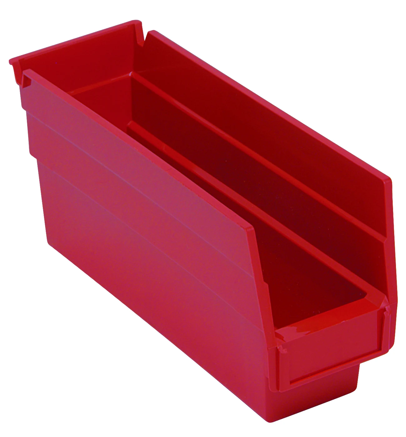 Quantum QSB100RDCS Economy Shelf Bin, 11-5/8"D x 2-3/4"W x 4"H, 35 lb capacity, Red, Case of 36