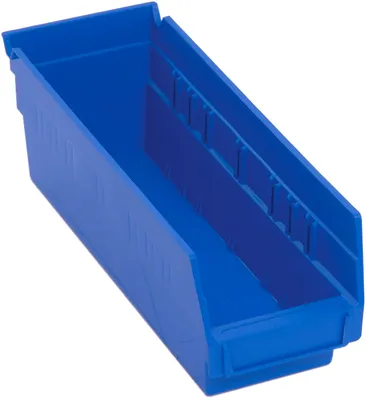 Quantum QSB101BLCS Economy Shelf Bin, 11-5/8"D x 4-1/8"W x 4"H, 35 lb capacity, Blue, Case of 36