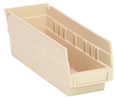 Quantum QSB101IVCS Economy Shelf Bin, 11-5/8"D x 4-1/8"W x 4"H, 35 lb capacity, Ivory, Case of 36