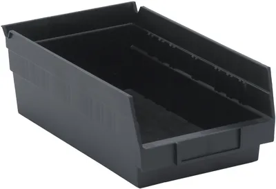 Quantum QSB102BKCS Economy Shelf Bin, 11-5/8"D x 6-5/8"W x 4"H, 35 lb capacity, Black, Case of 30