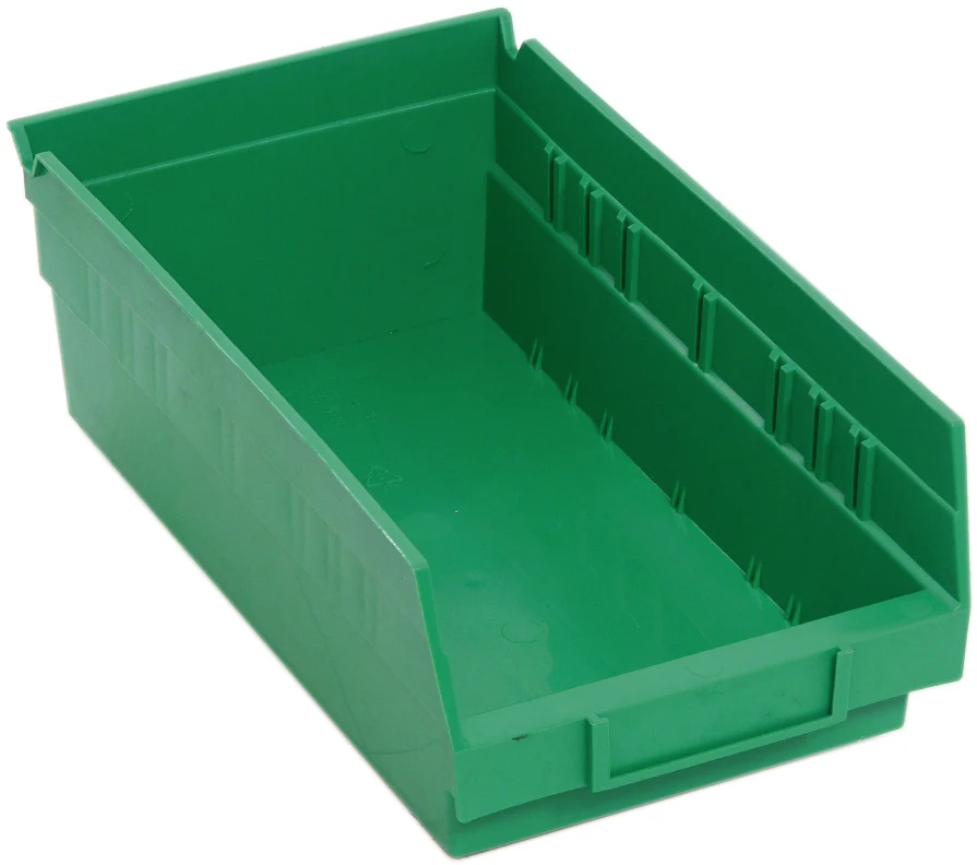Quantum QSB102GNCS Economy Shelf Bin, 11-5/8"D x 6-5/8"W x 4"H, 35 lb capacity, Green, Case of 30