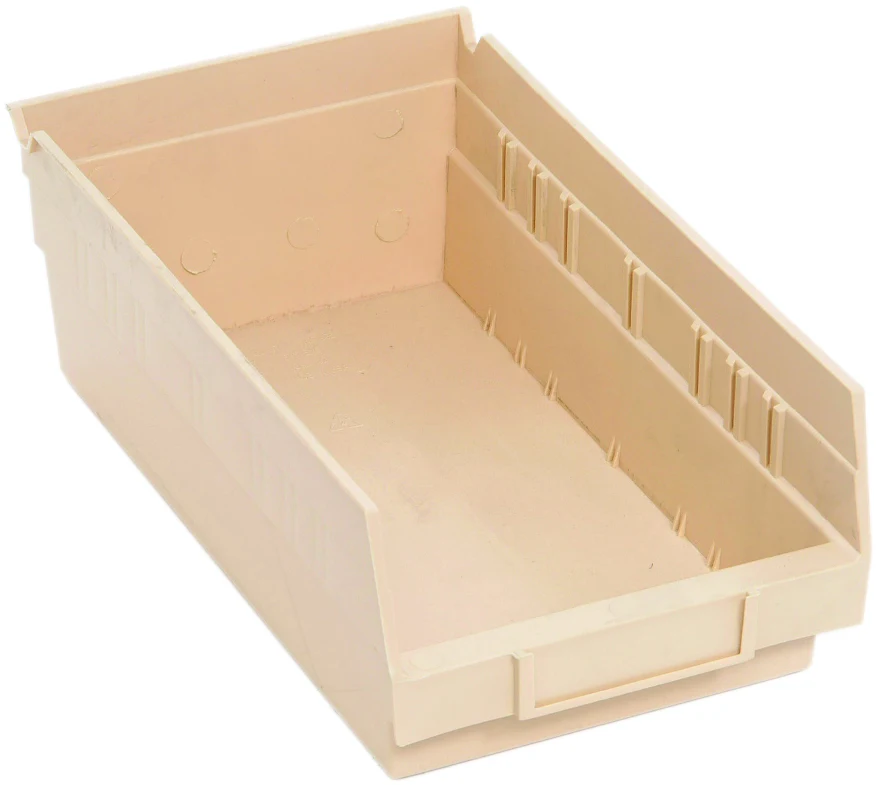 Quantum QSB102IVCS Economy Shelf Bin, 11-5/8"D x 6-5/8"W x 4"H, 35 lb capacity, Ivory, Case of 30