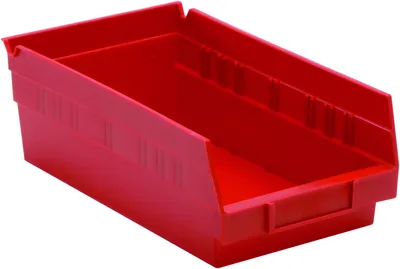 Quantum QSB102RDCS Economy Shelf Bin, 11-5/8"D x 6-5/8"W x 4"H, 35 lb capacity, Red, Case of 30
