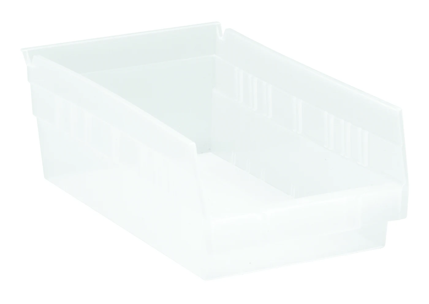 Quantum QSB102CLCS Economy Shelf Bin, 11-5/8"D x 6-5/8"W x 4"H, 35 lb capacity, Clear, Case of 30