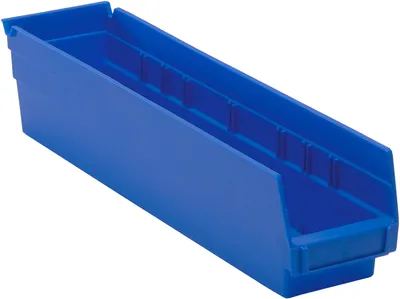 Quantum QSB103BLCS Economy Shelf Bin, 17-7/8"D x 4-1/8"W x 4"H, 35 lb capacity, Blue, Case of 20