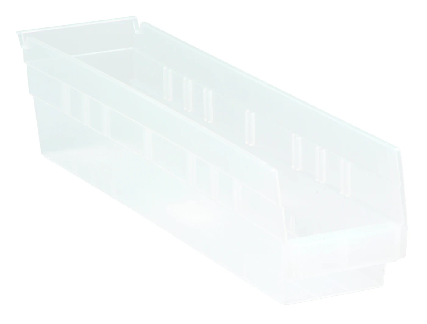 Quantum QSB103CLCS Economy Shelf Bin, 17-7/8"D x 4-1/8"W x 4"H, 35 lb capacity, Clear, Case of 20
