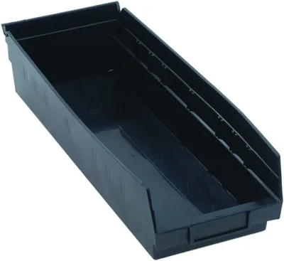 Quantum QSB104BKCS Economy Shelf Bin, 17-7/8"D x 6-5/8"W x 4"H, 35 lb capacity, Black, Case of 20