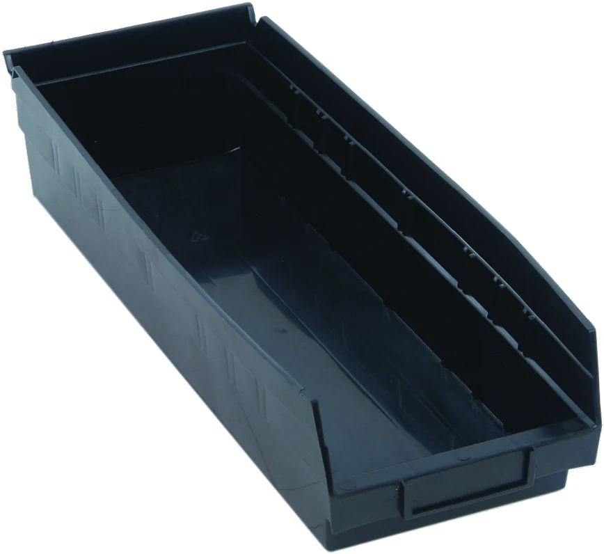 Quantum QSB104BRCS Economy Shelf Bin, 17-7/8"D x 6-5/8"W x 4"H, 35 lb capacity, Black, Case of 20