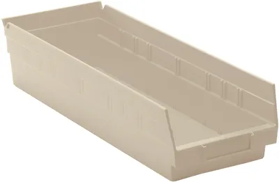 Quantum QSB104IVCS Economy Shelf Bin, 17-7/8"D x 6-5/8"W x 4"H, 35 lb capacity, Ivory, Case of 20