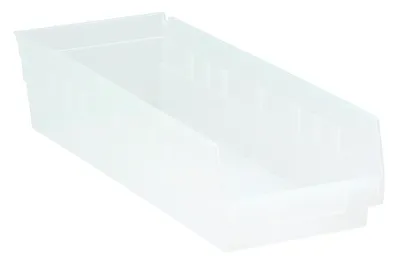 Quantum QSB104CLCS Economy Shelf Bin, 17-7/8"D x 6-5/8"W x 4"H, 35 lb capacity, Clear, Case of 20