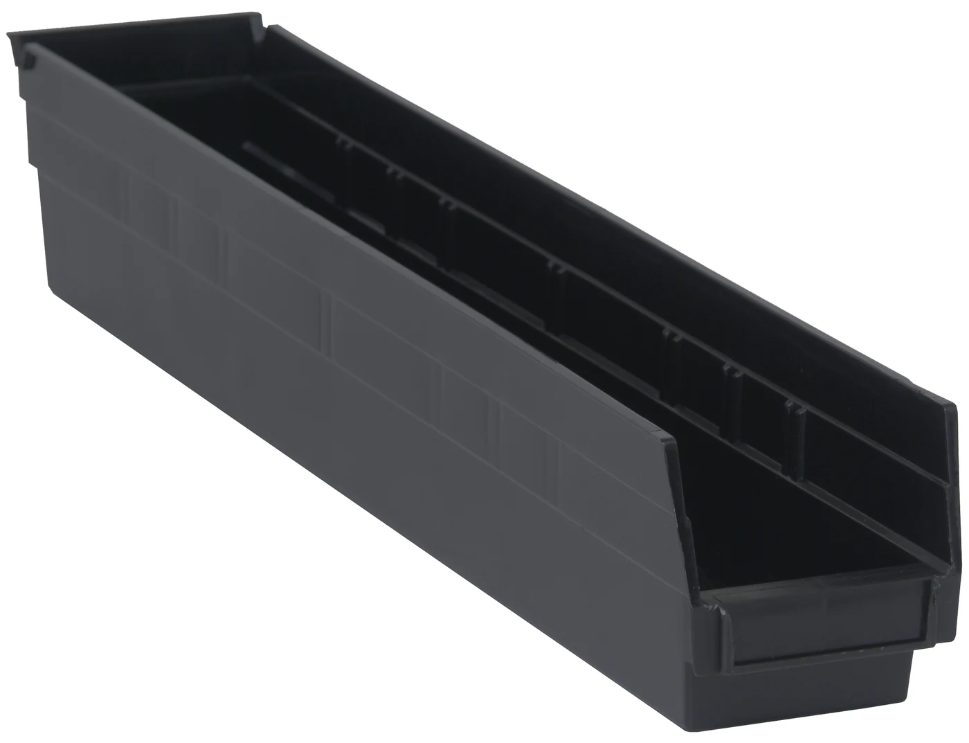 Quantum QSB105BKCS Economy Shelf Bin, 23-5/8"D x 4-1/8"W x 4"H, 35 lb capacity, Black, Case of 16
