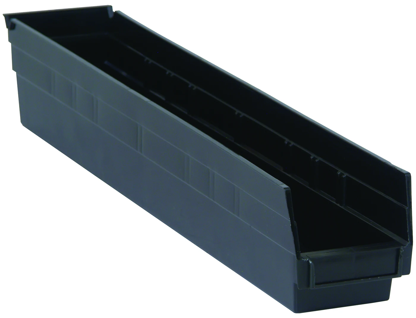Quantum QSB105BRCS Economy Shelf Bin, 23-5/8"D x 4-1/8"W x 4"H, 35 lb capacity, Black, Case of 16