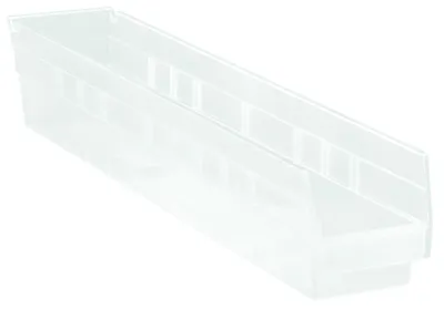 Quantum QSB105CLCS Economy Shelf Bin, 23-5/8"D x 4-1/8"W x 4"H, 35 lb capacity, Clear, Case of 16