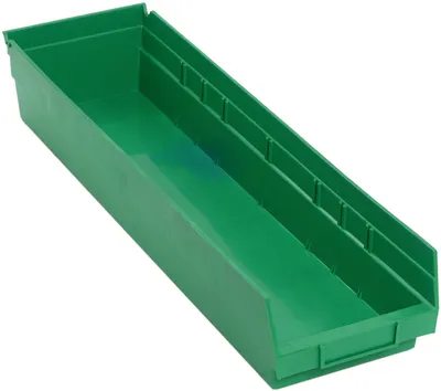 Quantum QSB106GNCS Economy Shelf Bin, 23-5/8"D x 6-5/8"W x 4"H, 35 lb capacity, Green, Case of 8