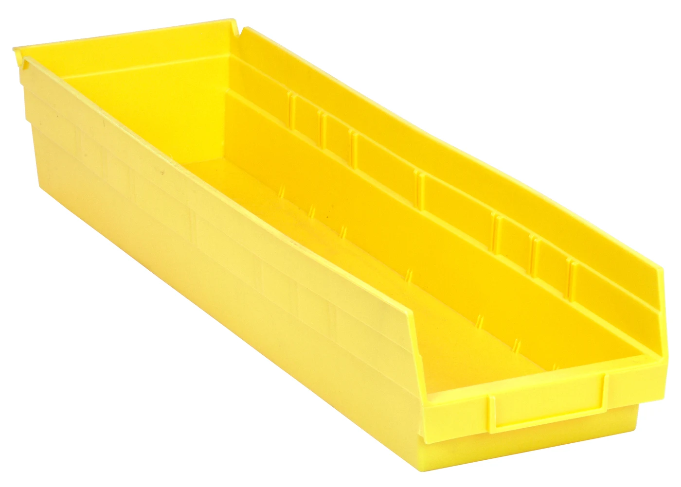 Quantum QSB106YLCS Economy Shelf Bin, 23-5/8"D x 6-5/8"W x 4"H, 35 lb capacity, Yellow, Case of 8