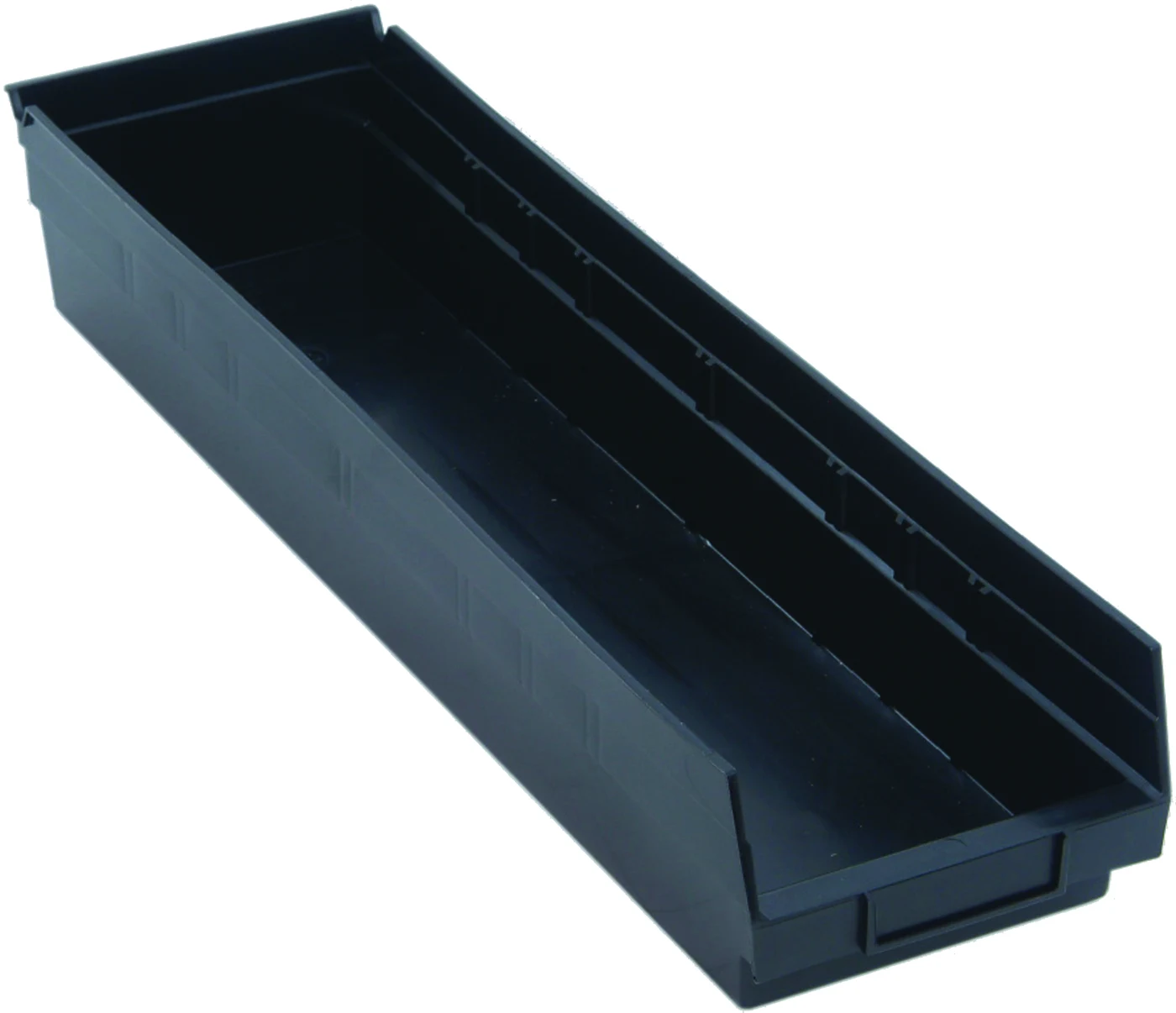 Quantum QSB106COCS Economy Shelf Bin, 23-5/8"D x 6-5/8"W x 4"H, 35 lb capacity, Black, Case of 8