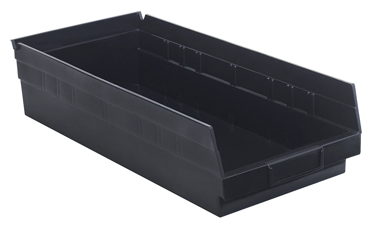 Quantum QSB108BKCS Economy Shelf Bin, 17-7/8"D x 8-3/8"W x 4"H, 35 lb capacity, Black, Case of 10