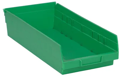 Quantum QSB108GNCS Economy Shelf Bin, 17-7/8"D x 8-3/8"W x 4"H, 35 lb capacity, Green, Case of 10