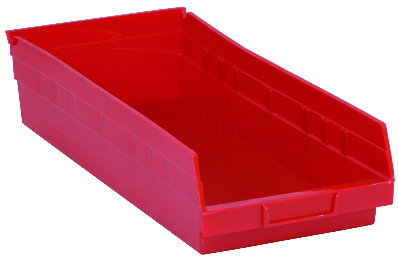 Quantum QSB108RDCS Economy Shelf Bin, 17-7/8"D x 8-3/8"W x 4"H, 35 lb capacity, Red, Case of 10