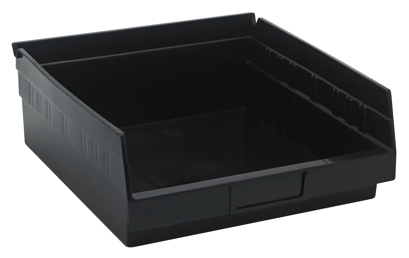 Quantum QSB109BKCS Economy Shelf Bin, 11-5/8"D x 11-1/8"W x 4"H, 35 lb capacity, Black, Case of 8