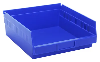 Quantum QSB109BLCS Economy Shelf Bin, 11-5/8"D x 11-1/8"W x 4"H, 35 lb capacity, Blue, Case of 8