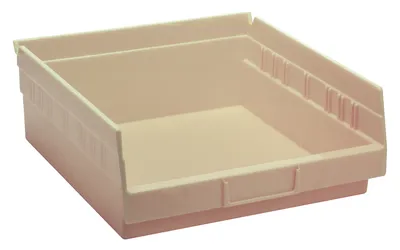 Quantum QSB109IVCS Economy Shelf Bin, 11-5/8"D x 11-1/8"W x 4"H, 35 lb capacity, Ivory, Case of 8
