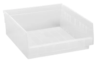 Quantum QSB109CLCS Economy Shelf Bin, 11-5/8"D x 11-1/8"W x 4"H, 35 lb capacity, Clear, Case of 8