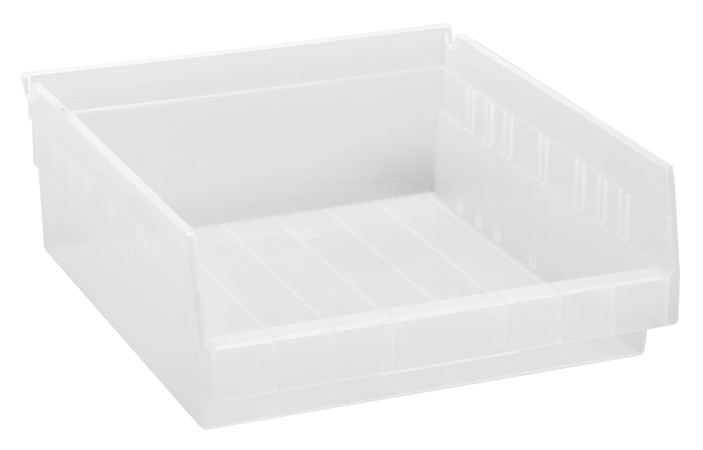 Quantum QSB109CLCS Economy Shelf Bin, 11-5/8"D x 11-1/8"W x 4"H, 35 lb capacity, Clear, Case of 8