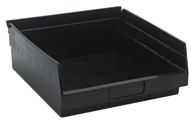 Quantum QSB109COCS Economy Shelf Bin, 11-5/8"D x 11-1/8"W x 4"H, 35 lb capacity, Black, Case of 8