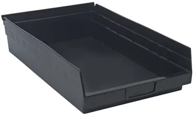 Quantum QSB110BKCS Economy Shelf Bin, 17-7/8"D x 11-1/8"W x 4"H, 35 lb capacity, Black, Case of 8