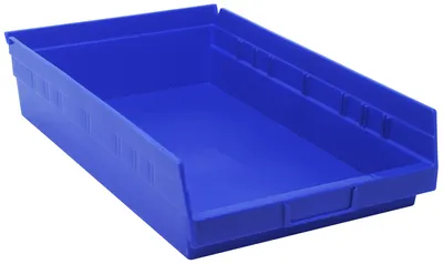 Quantum QSB110BLCS Economy Shelf Bin, 17-7/8"D x 11-1/8"W x 4"H, 35 lb capacity, Blue, Case of 8