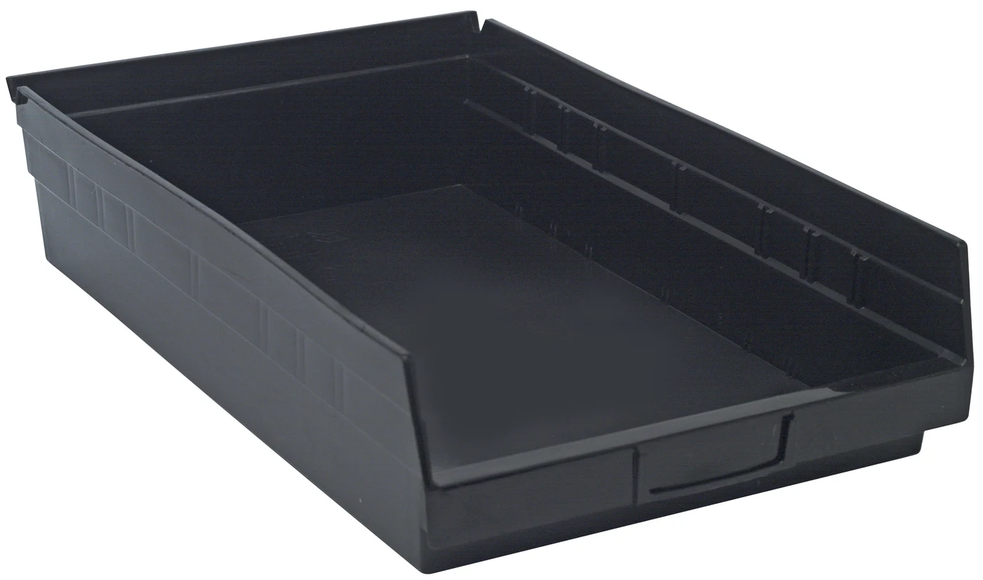Quantum QSB110COCS Economy Shelf Bin, 17-7/8"D x 11-1/8"W x 4"H, 35 lb capacity, Black, Case of 8