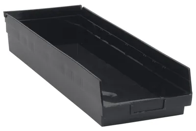 Quantum QSB114BKCS Economy Shelf Bin, 23-5/8"D x 8-3/8"W x 4"H, 35 lb capacity, Black, Case of 6