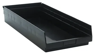 Quantum QSB116BKCS Economy Shelf Bin, 23-5/8"D x 11-1/8"W x 4"H, 35 lb capacity, Black, Case of 6