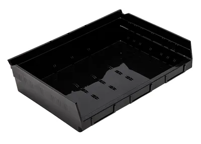 Quantum QSB118BKCS Economy Shelf Bin, 11-5/8"D x 16-1/2"W x 4"H, 35 lb capacity, Black, Case of 6